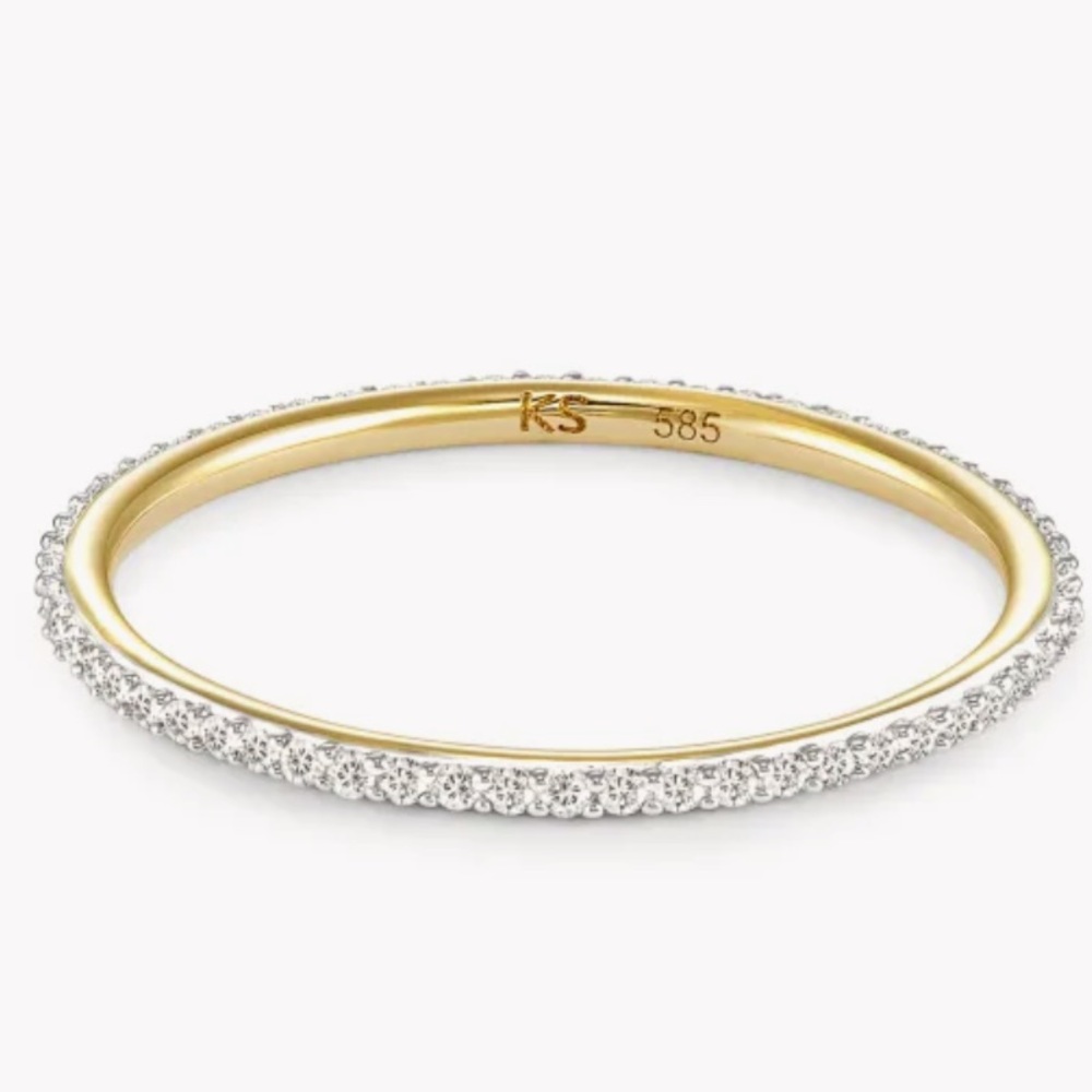 🌸KENDRA SCOTT ANGELINA BAND RING - 14K GOLD/WHITE DIAMOND - SIZE 9 💍